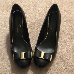 Jessica Simpson black dress wedges